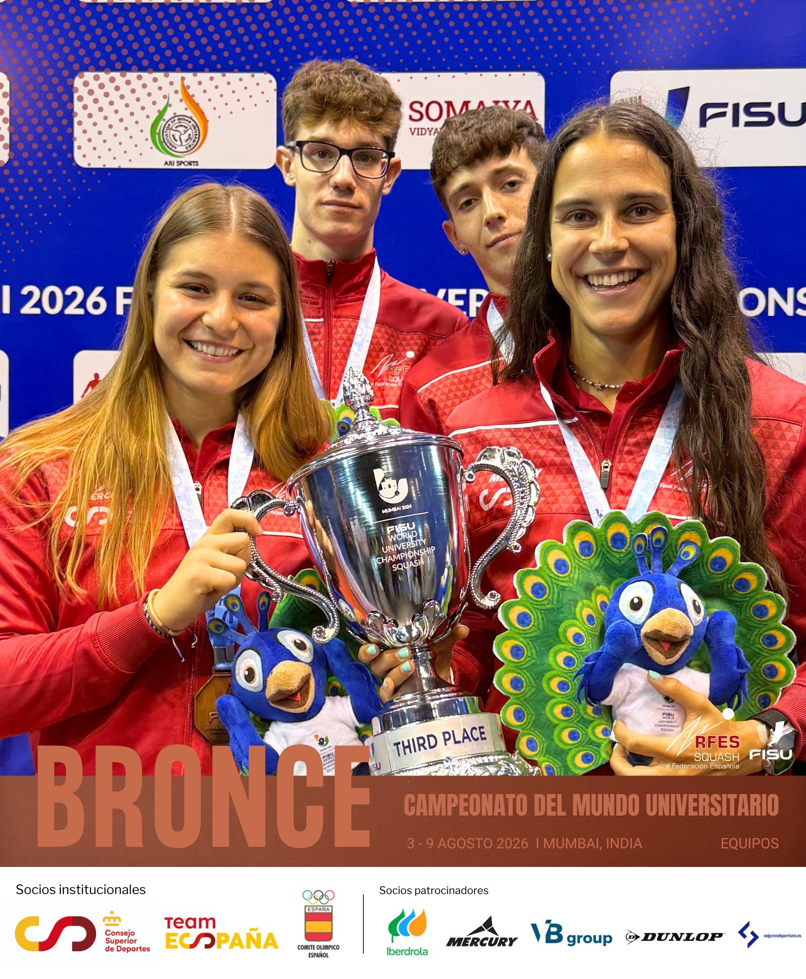 UN ORO Y DOS BRONCES PARA EL SQUASH ESPAÑOL EN EL MUNDIAL UNIVERSITARIO